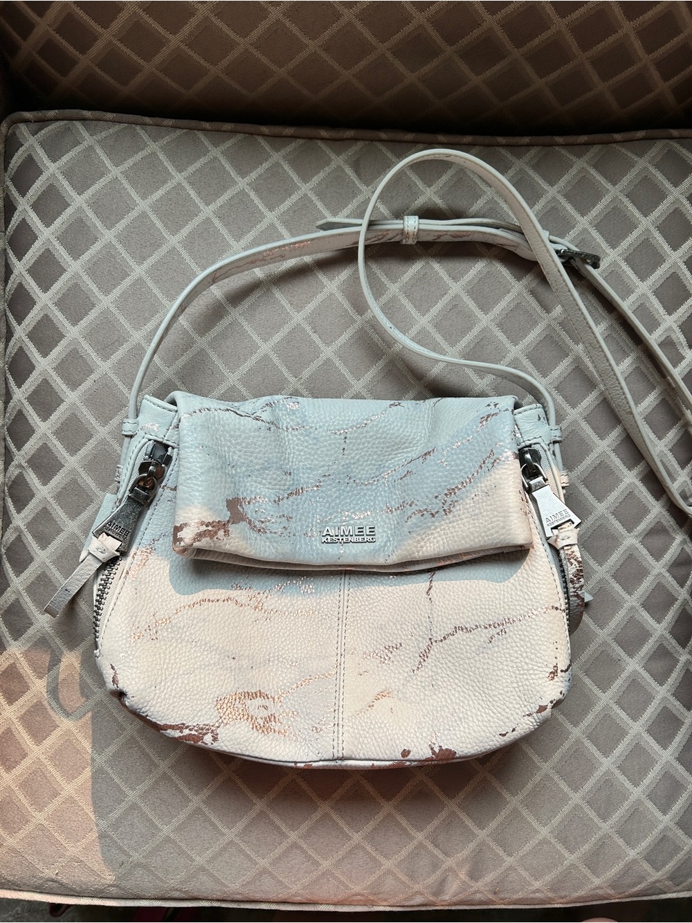 Aimee Kestenberg Bali Hobo Metallic Sunrise Leather Crossbody Hobo Bag Purse